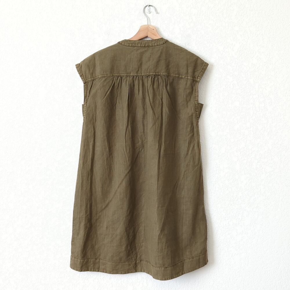 Anthropologie Womens Army Green Kimber Tunic Shift Dress Linen Cotton Pockets XS - Picture 4 of 10